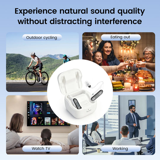 Techmi FacePro RIC hearing aid styled like Bluetooth earbud with app control